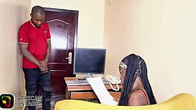 Ebony boss fucks job guy in office hard 🔥💦