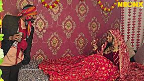Newlywed indian bride hairy pussy licked fucked hard by husband at wedding