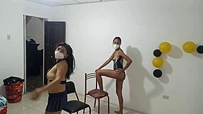 Hot Stepsisters Flash Natural Tits in Seductive Exhibition Display