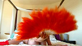 French milf masturbates shaved pussy in fishnets