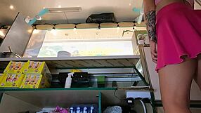 Pretty Babe's Sexy Skirt Pussy Caught On Hidden Work Cam - She Has No Clue!