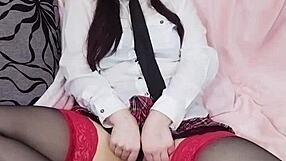 Curvy Secretary Lammy Pixels Her Shaved Pussy Masturbates Blows Handjobs Cum Swallow