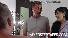 new foster stepmom becky bandini rides cock barefoot to welcome judy jolie