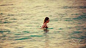 beach sunset kisses turn into olive gee dominating charlie forde's wet pussy