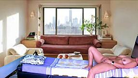 Cleaning Lady's Shaved Pussy Gaped by Monster Cock Tease