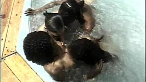 Black lesbians lick ebony muffs in jacuzzi orgy