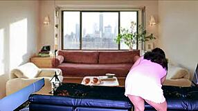 Cleaning Lady's Shaved Pussy Gaped by Monster Cock Tease