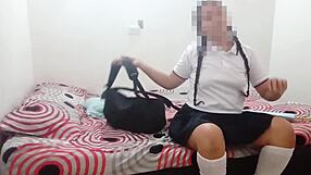 pervy stepdad catches latina teen stepdaughter resting then roughly fucks her huge ass pussy