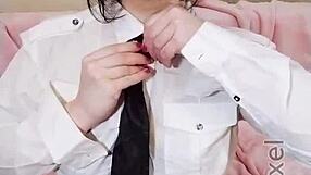 Curvy Secretary Lammy Pixels Her Shaved Pussy Masturbates Blows Handjobs Cum Swallow