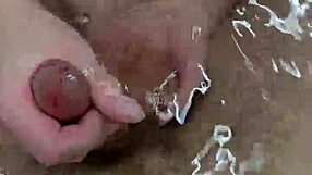 my sexy girlfriend in bath gives close-up handjob to monster cock with underwater cumshot