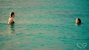 beach sunset kisses turn into olive gee dominating charlie forde's wet pussy
