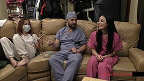 Blaire Celeste Spreads Shaved Pussy in Latex Skirt