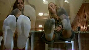 bratty girls peel off sweaty boots revealing stinky socks feet perfect for sniffing and worship