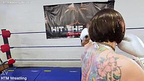 foxy tall babe punches small fetish girl hard