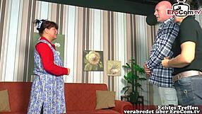 German Mature Couple Pounds Ugly Cleaning Lady in Wild Threesome