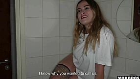 a spanish babe calls us back to toilet for double anal pounding her big ass till cum