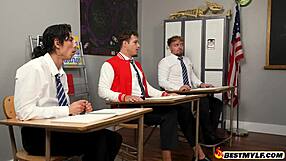 Blonde Milf Teacher In Uniform Shows Students How To Fuck Hard!