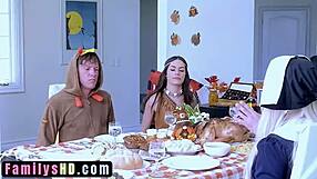 oh my god stepdad's big toe fucks my pussy under table family orgy!!