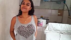 Skinny latina cutie spreads legs for hermanastro on washer