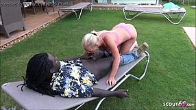 Milf Kacy Sucks Black Poolboy's Huge Cock and Swallows