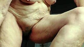granny fucks hairy beaver hard with huge dildo!