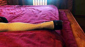 Petite Redhead Wife in Pantyhose Heels Pleases Husband with Bent Over Blowjob!