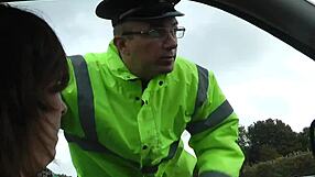 caught masturbating in fishnets and heels mature glamour woman fingers pussy then fucks cop doggystyle riding to facial