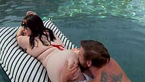Curvy BBW with Big Ass and Tits Gives Steve Rickz Deepthroat Blowjob Poolside