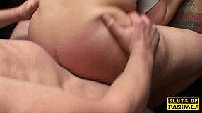 ballgagged british sub gets whipped hard then throatfucked deep