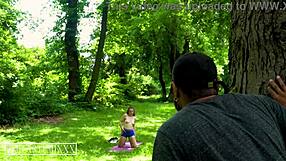 damn uptown bunny's yoga in woods turns into ripped clothes big cock forest fuck
