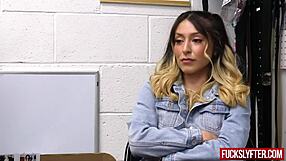 Mads Flores caught stealing gets deepthroat office fuck