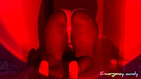 POV Curvy Ebony Neighbor's Home Yoga Workout. Oiled Big Ass Squirts On Mat