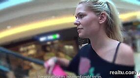 adorable czech kitten strips in mall before hardcore pov assfucking