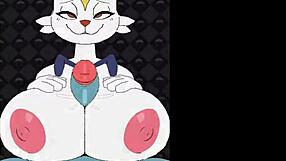 Pornstar Female Cinderace Bunny Bounces Big Tits for Titty Fuck Cum Game