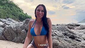 Pickup artist fucks beautiful model girlfriend in all holes outdoors beach photoshoot