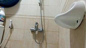 chubby asian in shower socks catches you peeking at big tits