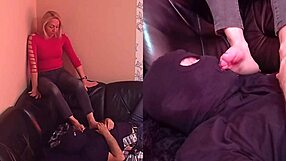 Blonde Milf's Feet Worshiped Intensely on the Sofa