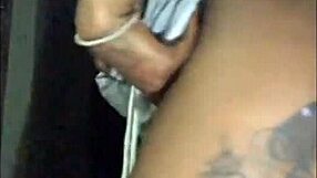 next door ebony milf flashes big saggy tits from shorts