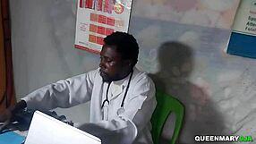 husband's first gyno exam for shaved wife turns horny missionary fuck ending in wet pussy creampie!