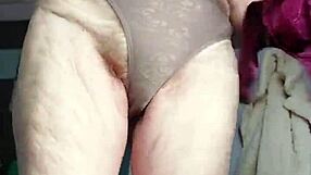granny fucks hairy beaver hard with huge dildo!