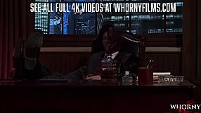 Blonde brunette office threesome sucks big cocks deepthroats rides cowgirl licks pussy in parody