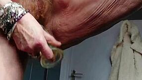 granny fucks hairy beaver hard with huge dildo!