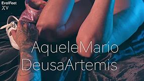 getting up close sniffing artemis' sweaty nylon feet and toes