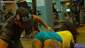 oh man busty latina milf bianca bailee rides my bbc at gym then cum on tits