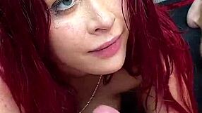 petite redhead slut rides big cock deepthroat doggystyle rough gets facial cumshot orgasm