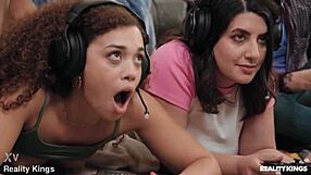 Gamer girl bent over doggystyle co-op fuck interracial pov reality