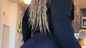 pawg's big ass rips pants during stretch