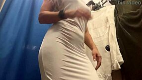 dressing room hidden cam catches big titted girl's huge nipples