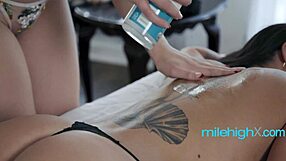 wanna see busty lesbian teach shy friend pussy licking orgasm?