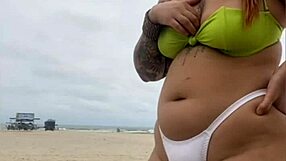 cheese vendor stares at my bare pussy on beach